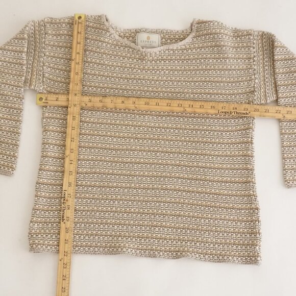Vintage Express Tricot Taupe Beige Cotton Scoop Neck Cottagecore Sweater M - Picture 4 of 9